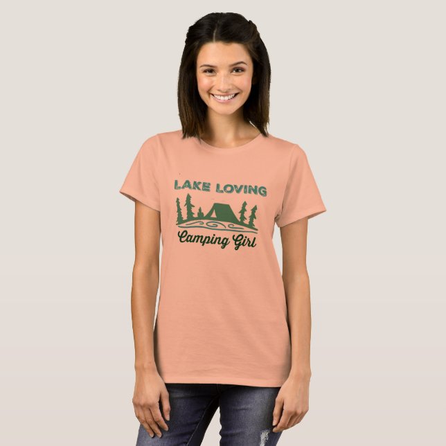 Camiseta menina de acampamento de amor do lago (Frente Completa)