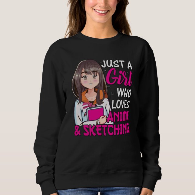 Camiseta Menina de Animação Bonita | Anime & Sketching Love (Frente)