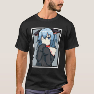 Camiseta Menina de Animação Bonita - Design de Gato - Manga