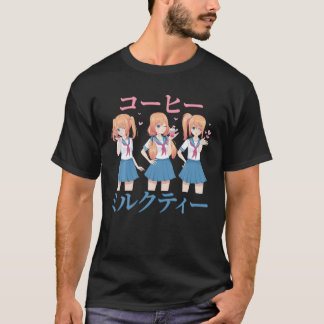 Camiseta Menina de Animação - Chá de Leite - Café - Japonês