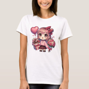 Camiseta Menina de animação Dia de os namorados bonita