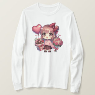 Camiseta Menina de animação Dia de os namorados bonita