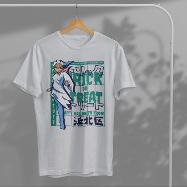 Camiseta Menina de animação do Halloween (Criador carregado)