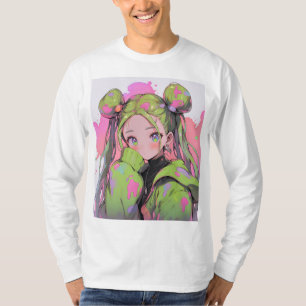 Camiseta Menina de animação do Kawaii Pastel Splatter