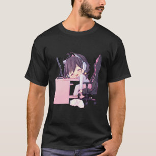 Camiseta Menina de animação Kawaii Chibi Neko Catgirl