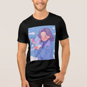Camiseta Menina de animação Kawaii com dragão de bebê na ne