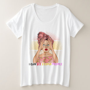 Camiseta Menina de animação que posso ver garota estúpida