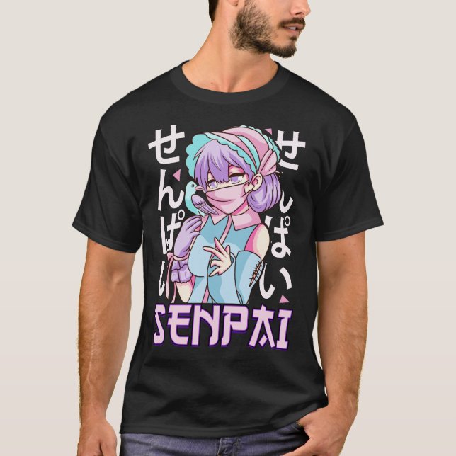 Camiseta Menina de animação Senpai japonesa Manga Kawaii (Frente)