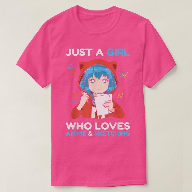 Camiseta Menina de Anime Apenas Uma Menina Que Ama Anime E  (Frente do Design)