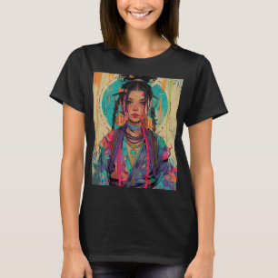 Camiseta Menina de anime bonita em um quimono.