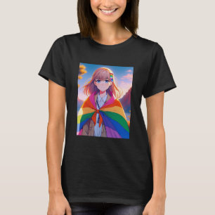 Camiseta Menina de anime com LGBTQIA+ Cabo