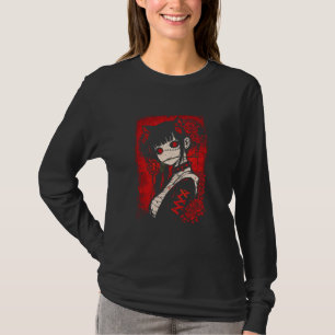 Camiseta Menina de Anime de Terror Japonês Mangá Assustador