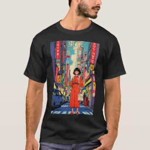 Camiseta Menina de anime retrô linda dos anos 80 Tóquio Jap