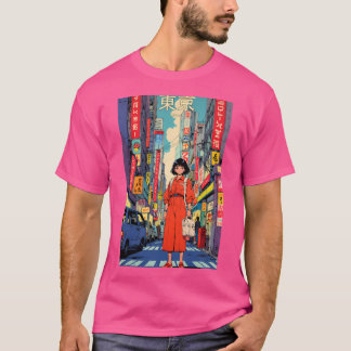 Camiseta Menina de anime retrô linda dos anos 80 Tóquio Jap