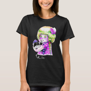 Camiseta Menina de Animes com Gatinho Kawaii