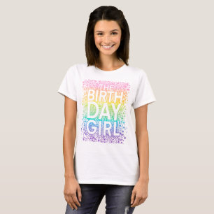 Camiseta Menina de Aniversário Arco-Íris