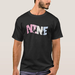 Camiseta Menina de Aniversário Cachorro Fofo de 9 Anos Meni