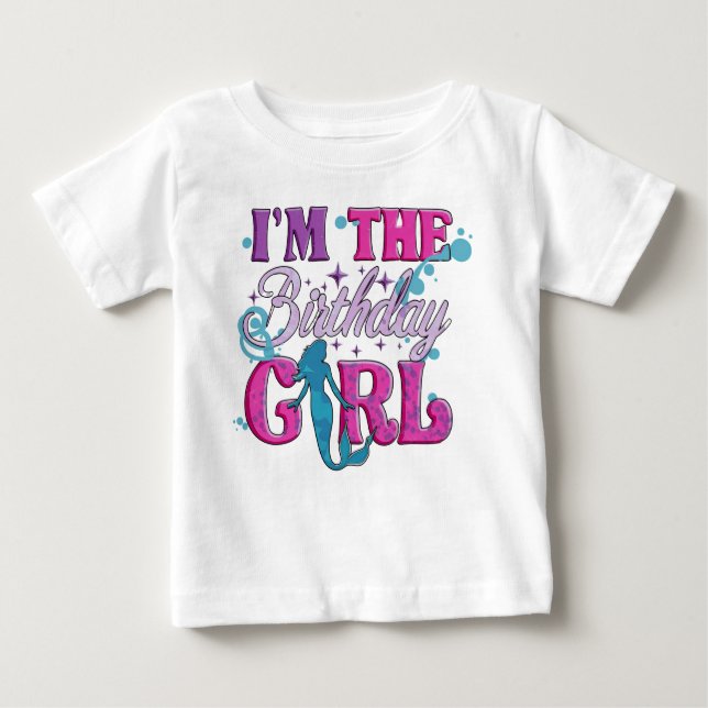 Camiseta Menina de Aniversário com Letra Moderna  (Frente)