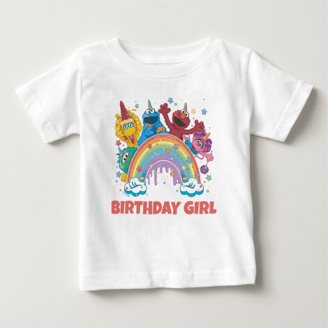 Camiseta Menina de Aniversário da Rua Sésamo (Frente)