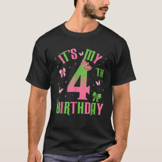 Camiseta Menina De Aniversário É Meu 4º Aniversário Bruxa R