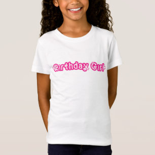 Camiseta Menina de Aniversário Rosa e Branco Com Estrelas