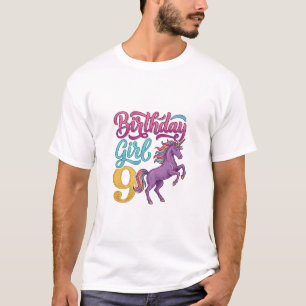 Camiseta Menina de Aniversário Unicórnio 9 Design de Gravur