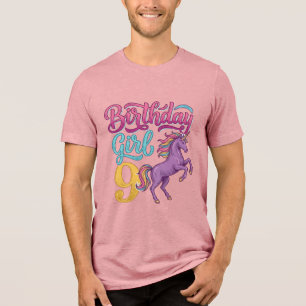 Camiseta Menina de Aniversário Unicórnio Design de Gravura