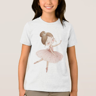 Camiseta Menina de Aquarela Bailarina Floral Tutu Rosa Flor