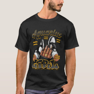 Camiseta Menina de Aquário Aniversário Afro Rainha Tênis Zó