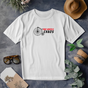 Camiseta Menina de bicicleta retrô Ironia preta vermelha