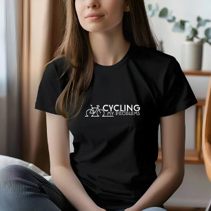Camiseta Menina de bicicleta retrô Ironia preto branco