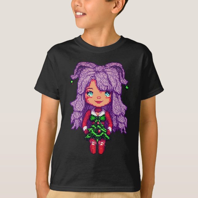 Camiseta Menina de cabelo roxo (Frente)