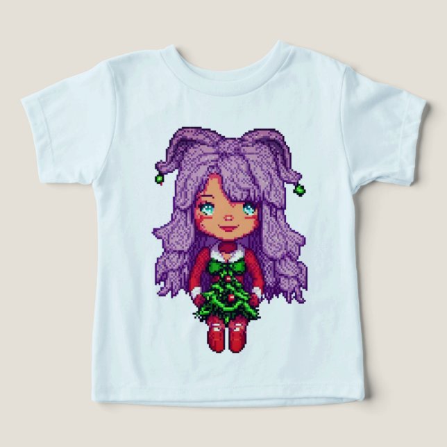 Camiseta Menina de cabelo roxo (Design frontal)