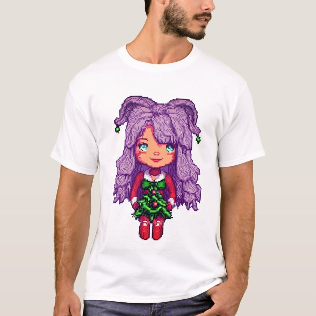 Camiseta Menina de cabelo roxo (Frente)
