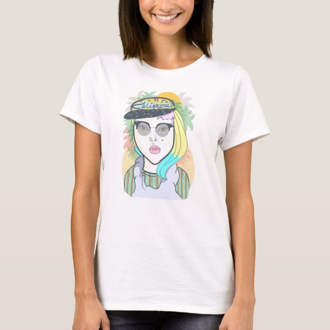 Camiseta Menina de Califórnia do hipster (Frente)