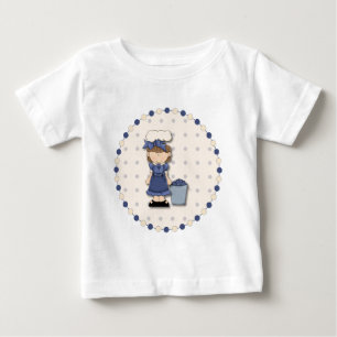 Camiseta Menina de campo bonita + balde cheia de mirtilos