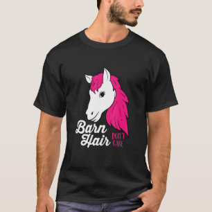 Camiseta Menina de Cavalgada Celeiro Cabelo Não Liga Cavalo