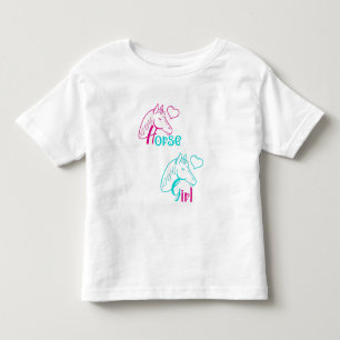Camiseta Menina de Cavalo em Rosa e Turquesa