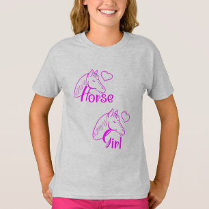 Camiseta Menina de Cavalo em Roxo com Fonte de Cabeça de C