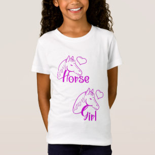 Camiseta Menina de Cavalo em Roxo com Fonte de Cabeça de Ca
