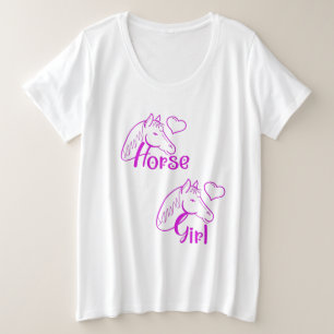 Camiseta Menina de Cavalo em Roxo com Fonte de Cabeça de Ca