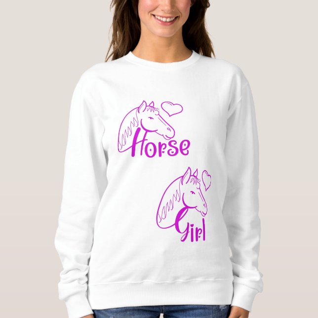 Camiseta Menina de Cavalo em Roxo com Fonte de Cabeça de Ca (Frente)