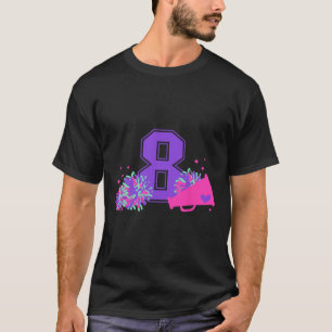 Camiseta Menina de Cheerleading de 8 Anos de Idade Aniversá