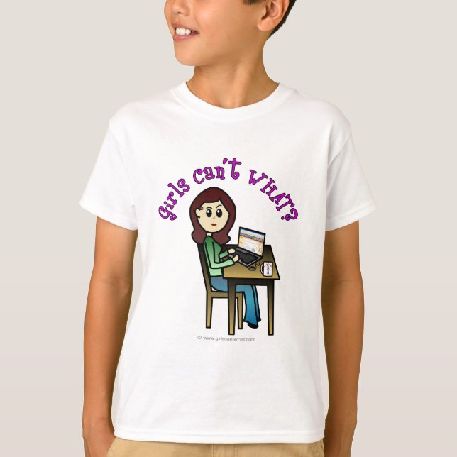 Camiseta Menina de Computador Leve (Frente)
