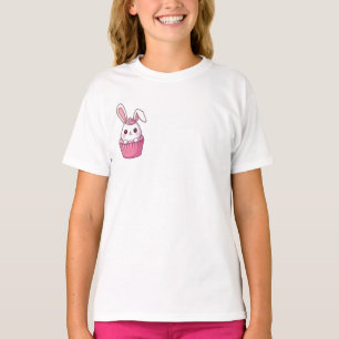 Camiseta Menina de Cupcake Coelhinho Fofo Roupas de Criança