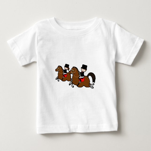 Camiseta Menina de desenho animado bonita andando de cavalo (Frente)