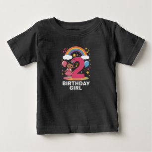 Camiseta Menina de Dois Anos de Idade Festa de Aniversário