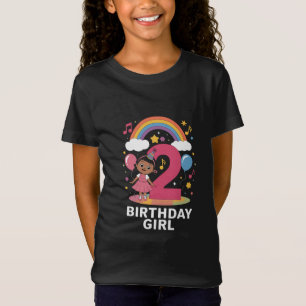 Camiseta Menina de Dois Anos de Idade Festa de Aniversário 