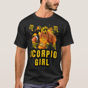 Camiseta Menina de Escorpião Aniversário Mulher Negra Salto