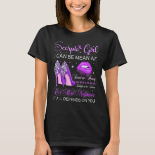Camiseta Menina de Escorpião Aniversário Saltos Altos Lábio